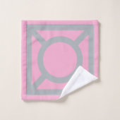 Gepersonaliseerde Roze Flamingo Mid-Century Modern Bad Handdoek (Wasdoekje)