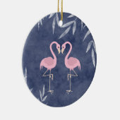 Gepersonaliseerde roze flamingo paar tropische str keramisch ornament (Rechts)