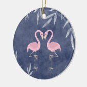 Gepersonaliseerde roze flamingo paar tropische str keramisch ornament (Links)