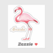 Gepersonaliseerde roze flamingo sticker (Vel)