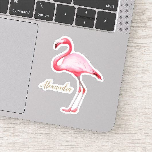 Gepersonaliseerde roze flamingo sticker (Detail)