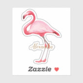 Gepersonaliseerde roze flamingo sticker (Vel)