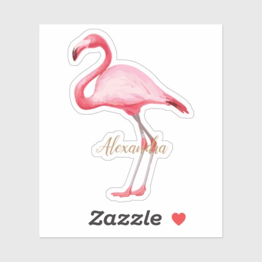 Gepersonaliseerde roze flamingo sticker (Vel)