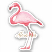 Gepersonaliseerde roze flamingo sticker (Voorkant)