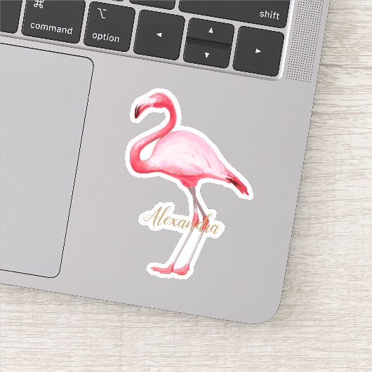 Gepersonaliseerde roze flamingo sticker (Detail)