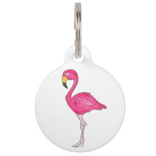 Gepersonaliseerde roze flamingo Tropical Island Bi Huisdierpenning