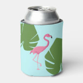 Gepersonaliseerde roze flamingo tropisch blikjeskoeler (Blikje Voorkant)