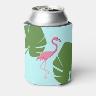 Gepersonaliseerde roze flamingo tropisch blikjeskoeler