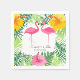 Gepersonaliseerde roze flamingo tropische alfa servet