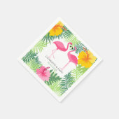 Gepersonaliseerde roze flamingo tropische alfa servet (Hoek)
