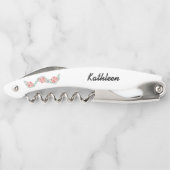 Gepersonaliseerde roze Floral Bridesmaid Gift Kurkentrekker (Achterkant)