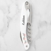 Gepersonaliseerde roze Floral Bridesmaid Gift Kurkentrekker (Achterkant)