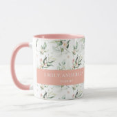 Gepersonaliseerde roze Floral Greenery Elegant Flo Mok (Links)