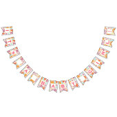 Gepersonaliseerde roze florale patten baby meisje vlaggetjes (Alle)