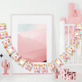 Gepersonaliseerde roze florale patten baby meisje vlaggetjes