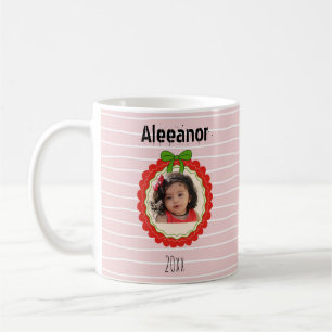 Gepersonaliseerde Roze Foto Streep Koffiemok Gesch