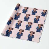 Gepersonaliseerde roze fotocollage Kids Verjaardag Cadeaupapier (Uitgerold)