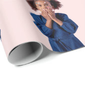 Gepersonaliseerde roze fotocollage Kids Verjaardag Cadeaupapier (Rol Hoek)