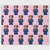 Gepersonaliseerde roze fotocollage Kids Verjaardag Cadeaupapier (Vlak)