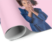 Gepersonaliseerde roze fotocollage Kids Verjaardag Cadeaupapier (Rol Hoek)