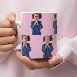 Gepersonaliseerde roze fotocollage Kids Verjaardag Grote Koffiekop