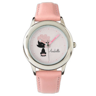 Gepersonaliseerde roze Franse poedel Horloge