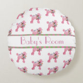Gepersonaliseerde roze Franse ronddraaironde Rond Kussen (Voorkant)