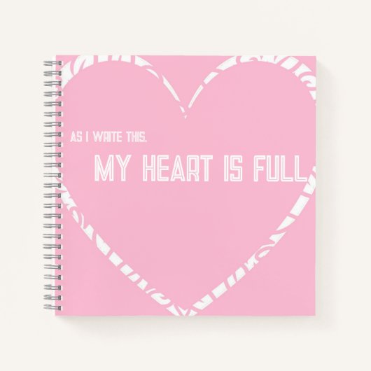 Gepersonaliseerde roze Full Heart Square Journal Notitieboek (Voorkant)
