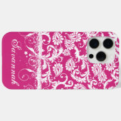 Gepersonaliseerde Roze Funky Damask iPhone-Hoesje Case-Mate iPhone Case (Achterkant (horizontaal))