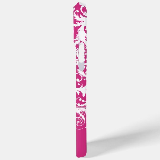 Gepersonaliseerde Roze Funky Damask iPhone-Hoesje Case-Mate iPhone Case (Achterkant / Links)