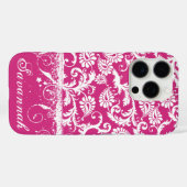 Gepersonaliseerde roze funky damast Case-Mate iPhone case (Achterkant (horizontaal))