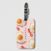 Gepersonaliseerde roze gebakken eieren en spek pat bagagelabel (Voorkant (verticaal))