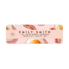 Gepersonaliseerde roze gebakken eieren en spek pat etiket