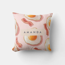 Gepersonaliseerde roze gebakken eieren en spek pat kussen