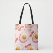 Gepersonaliseerde roze gebakken eieren en spek pat tote bag (Voorkant)