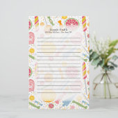 Gepersonaliseerde roze geel groene Candy op Wit Briefpapier (Staand voorkant)