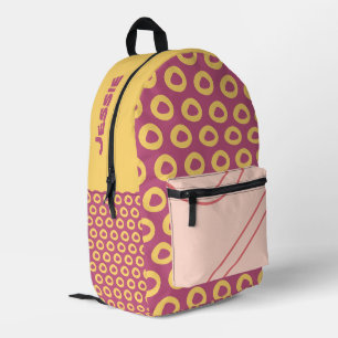 Gepersonaliseerde roze/gele leuke kleuren bedrukte rugzak