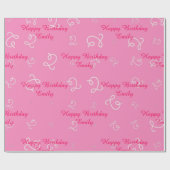 Gepersonaliseerde roze Gelukkige 2de Verjaardag Cadeaupapier (Vlak)