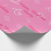 Gepersonaliseerde roze Gelukkige 2de Verjaardag Cadeaupapier (Hoek)