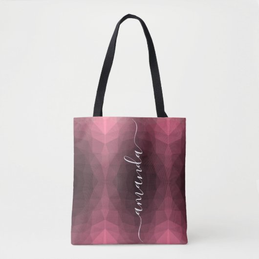 Gepersonaliseerde Roze Geometrisch Tote Bag (Voorkant)