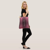 Gepersonaliseerde Roze Geometrisch Tote Bag (Op model)