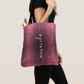 Gepersonaliseerde roze geometrische tote bag (Dichtbij)