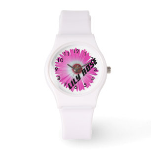 Gepersonaliseerde Roze Gerbera Daisy Horloge