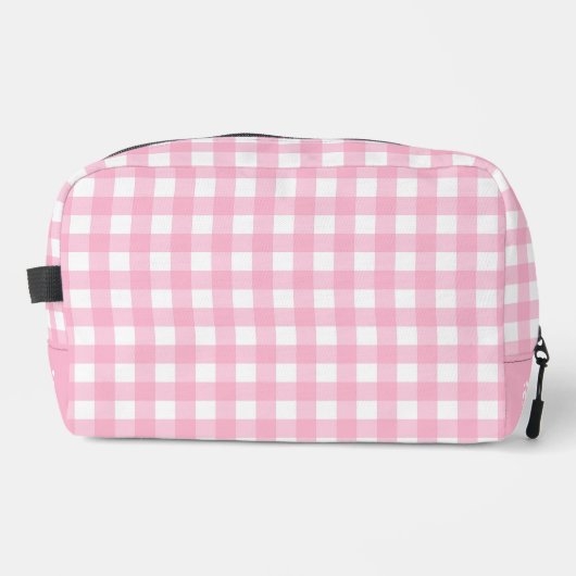 Gepersonaliseerde roze geruite plaid toilettasje (Voorkant)