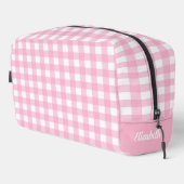Gepersonaliseerde roze geruite plaid toilettasje (Rechterhoek)