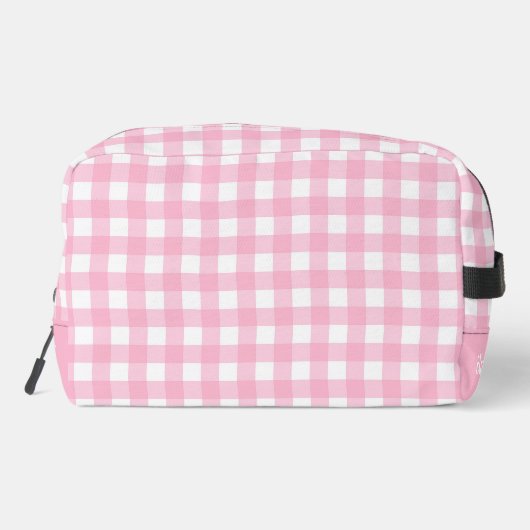 Gepersonaliseerde roze geruite plaid toilettasje (Achterkant)