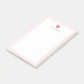 Gepersonaliseerde roze geruite rand met aardbei post-it® notes (Schuin)