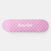 Gepersonaliseerde Roze Geruite Skateboard (Horizontaal)