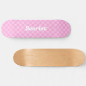 Gepersonaliseerde Roze Geruite Skateboard (Horizontaal)