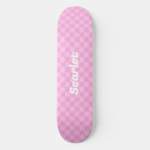 Gepersonaliseerde Roze Geruite Skateboard (Voorkant)